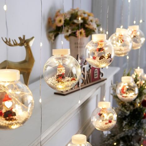 Cortinas de luces LED exteriores impermeables, adornos de Papá Noel de alambre de cobre, luces navideñas decorativas e iluminación ambiental ideal para tomar fotografías. (1/2)