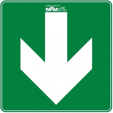Señal flecha bidirección ATM PVC clase A 90x30 cm, resistente y duradera.