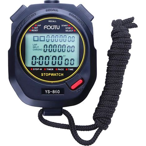 Chronomètre de sport numérique, minuterie de 60 tours/mémoire fractionnée, compte à rebours, grand écran, étanche, résistant aux chocs, cordon de ceinture, course à pied, natation, entraîneur d'arbitr (1/5)