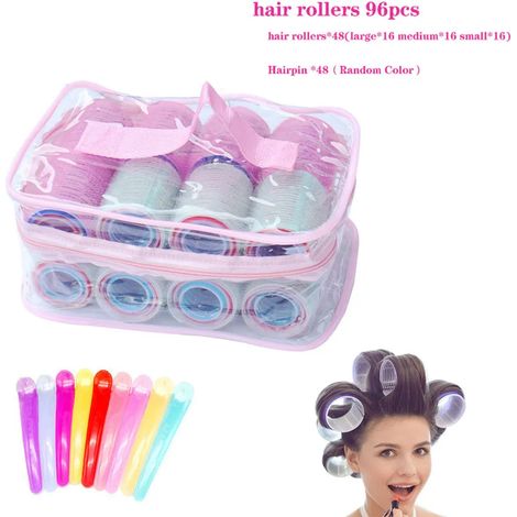 Juego de rulos para el cabello - Rulos autoadhesivos en 3 tamaños con pinza y peine - para mujeres, hombres y niños (1/5)