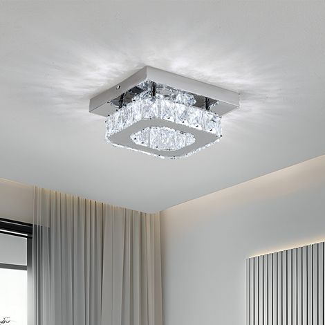 12W Modern Square Crystal Ceiling Light, Cool White (1/5)