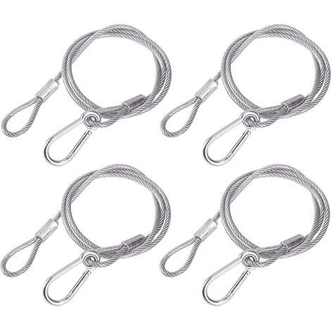 4 Élingues de Sécurité en Acier 85 cm pour Éclairage de Scène - Câbles de Sécurité avec Crochets (1/5)