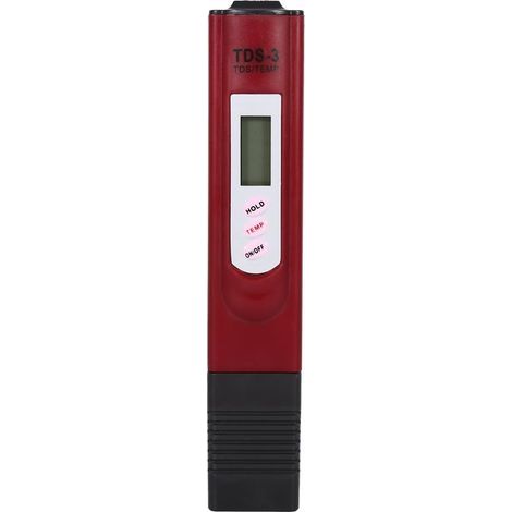 Testeur de qualité de l'eau, mesureur de dureté HH et DH, précision de lecture de 1 % PPM, plage de mesure de 0 à 9990 PPM, avec écran LCD pour piscine et aquarium (rouge) (1/5)
