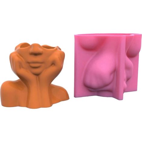 Geometrische Wangenstütz-Gesichtsgips-Silikonform, Aufbewahrungsbox, Form für die Herstellung von Sukkulentenpflanzen, Blumentöpfen, Kerzenhaltern (1/5)