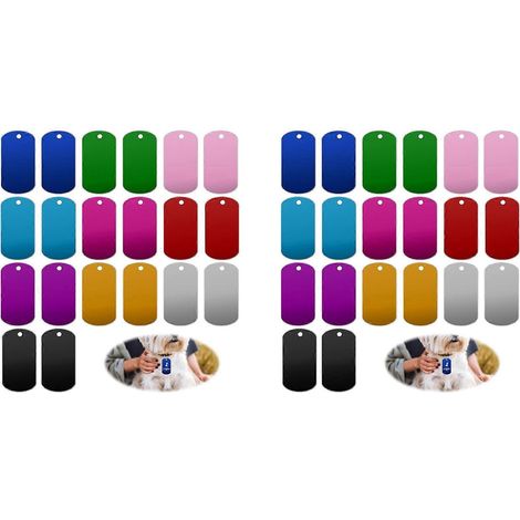 40 étiquettes vierges en aluminium multicolores pour estampage et gravure, porte-clés vierges à graver (1/5)