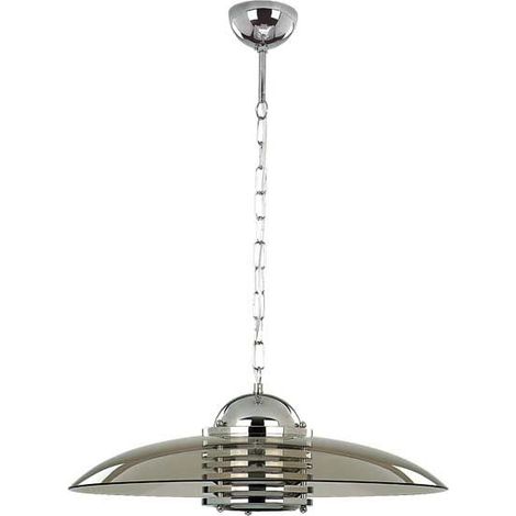Lampada a sospensione Alfa Astra cromata, vetro fumé E27 60W
