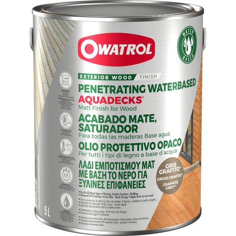 Owatrol-AQUADECKS®-Saturateur bois à l'eau-Gris graphite (ow42) 5 litres