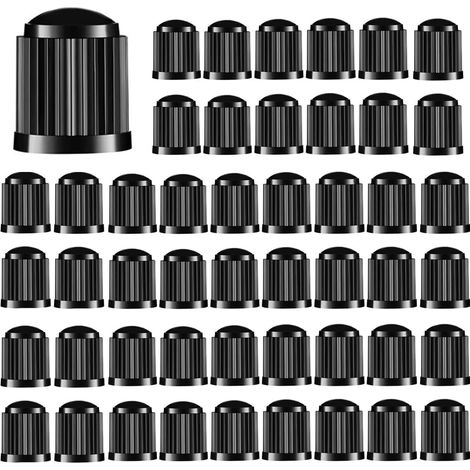 Bouchon de Valve Voiture, 48 Pieces Bouchon de Valve, Bouchon de Valve Voiture, Couvre-Valve Universel, Bouchon Valve Pneu Voiture en Plastique avec Joint d'étanchéité pour Moto Camions, Noir (1/5)