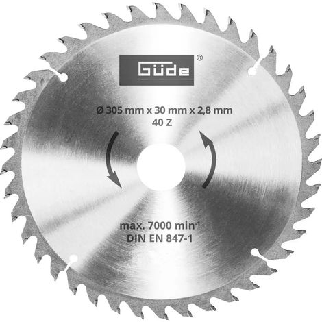 Güde Holzsägeblatt HM 305x30x40Z Wippsägeblatt Kreissägeblatt Sägeblatt HMetall (1/2)