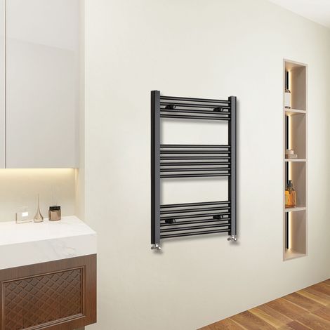 AICA 1000x600mm(HxW) Matt Black Straight Central Rail Radiator (1/5)