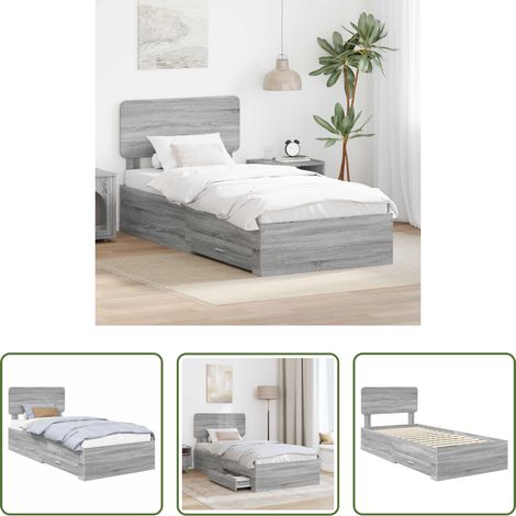 vidaXL Lit moderne - Cadre de lit Gris Sonoma 100 x 200 cm Bois d'ingénierie (1/5)