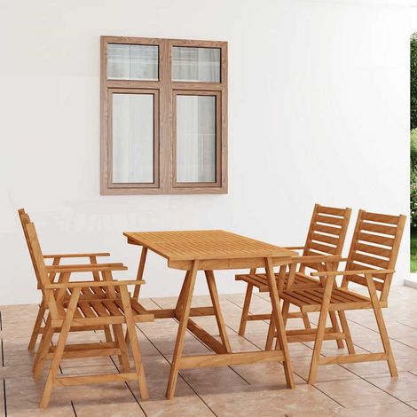 Ensemble repas jardin 5 pièces en bois d’acacia massif huilé – table et 4 chaises - PANGIVO (1/5)