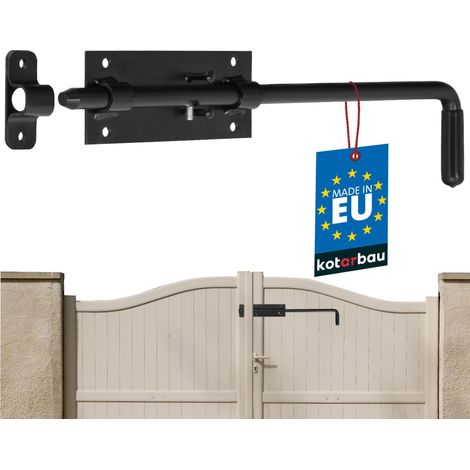 KOTARBAU® Verrou Porte Exterieur - Verrou Portail - Acier Galvanisé - 420 mm - Noir - Verrouillage Sécurisé -  Poignée Caoutchouc