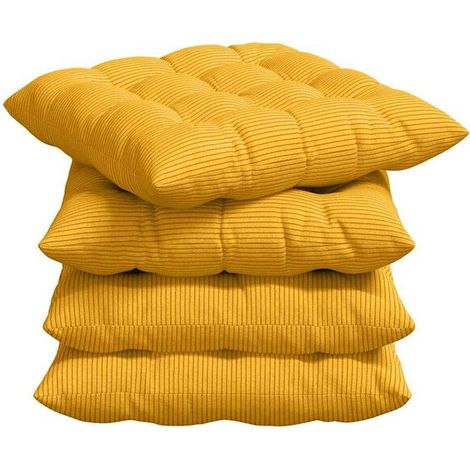 Coussins d'assise, lot de 4, jaune clair, 40 x 40 x 6 cm (1/5)