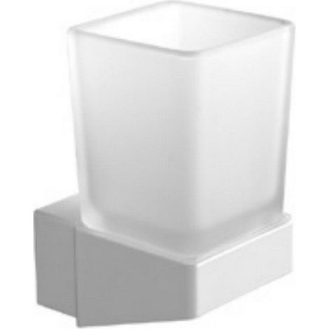 Portaspazzolini sospeso in acciaio inox bianco opaco e vetro  NUEVO-B kamalu