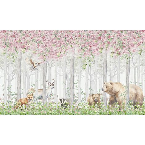 Papier peint panoramique Enfants - Animaux de la Forêt - 130 cm x 76 cm (1/2)
