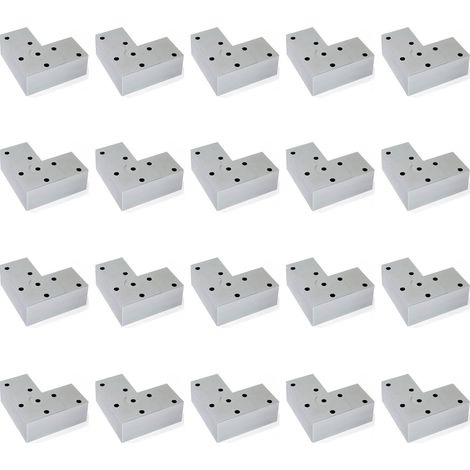 Emuca Lot von 20 Möbelfüße Alumix 8, Höhe 24mm, Kunststoff, Silbergrau