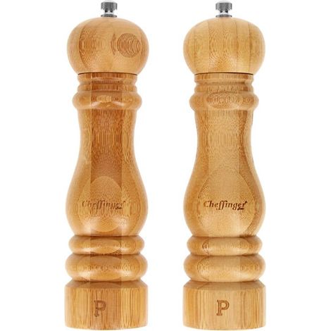Moulin à sel et poivre - CHEFFINGER - Set de 2 - Bambou naturel - Broyeur réglable - Élégant (1/5)