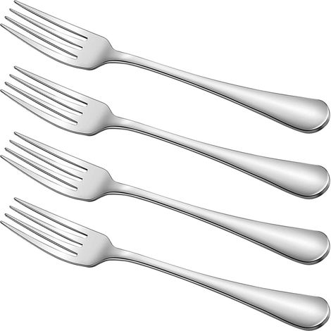 Lot de 4 fourchettes de table en acier inoxydable de 17,5 cm pour la maison, la cuisine, le restaurant, poli miroir et passe au lave-vaisselle (1/5)