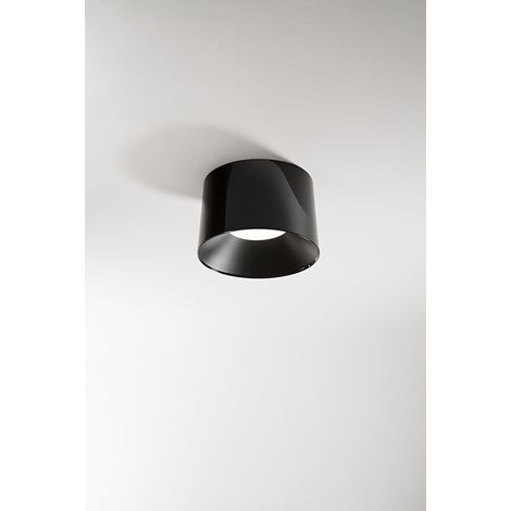 Plafonnier LED suspension cylindre métal noir brillant, 36W, technologie CCT dimmable, diamètre 50 cm - Luminaire élégant et moderne Perenz