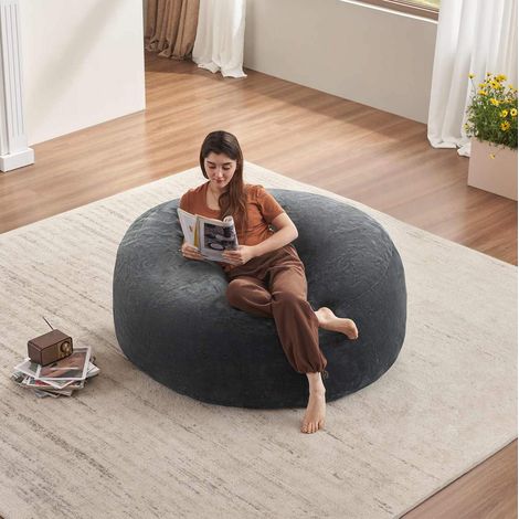 Sofá asiento plegable con funda lavable gris oscuro OKMYHOME (1/4)