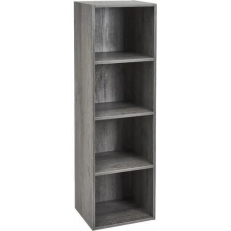 Meuble étagère coloris gris - Longueur 30 x Profondeur 24 x Hauteur 106 cm (1/3)