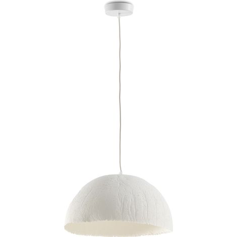 Lampe de plafond artisanale en papier mâché blanc (1/2)