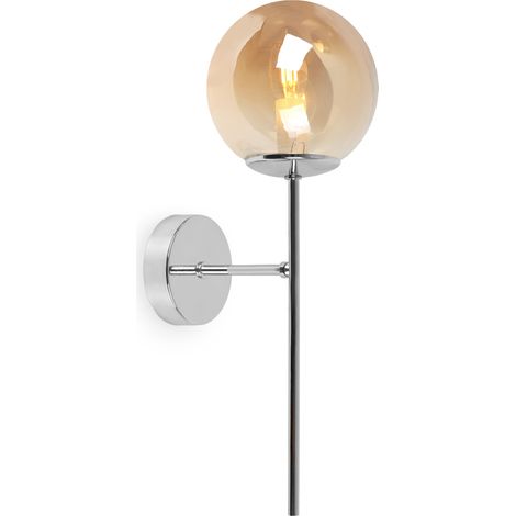 Applique murale Siena chromée, 1 lampe, abat-jour miel, E14 (1/5)