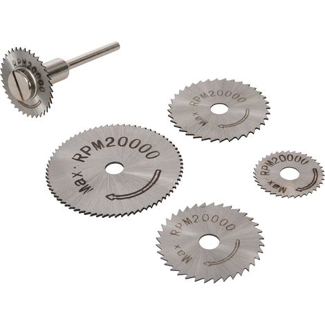 Silverline – Disques de coupe en acier HSS 6 pcs 22/25/32/35/44 mm – Vitesse max 20 000 tr/min – Pour aluminium, bois et plastique (1/6)