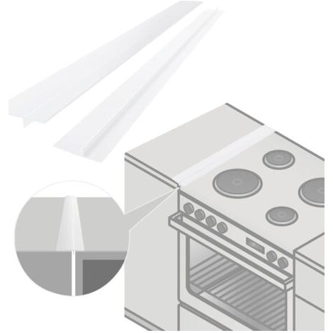 Paquet de 2 couvercles de joint de comptoir de cuisine en silicone, longueur de remplissage 53 cm, scellage entre la cuisinière et le four (Blanc) (1/5)