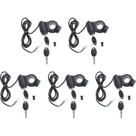 Pièces de rechange pour cylindre de serrure d'allumage de scooter électrique 5 pièces, interrupteur de démarrage, compatible avec M4. (1/4)