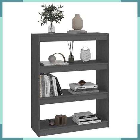 808190 Bibliothèque/Séparateur de pièce Gris 80x30x103,5 cm Pin massif (1/5)