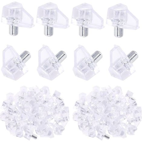 Lot de 200 broches transparentes de 5 mm en plastique transparent pour étagères, supports d'étagères et centres de divertissement (1/5)