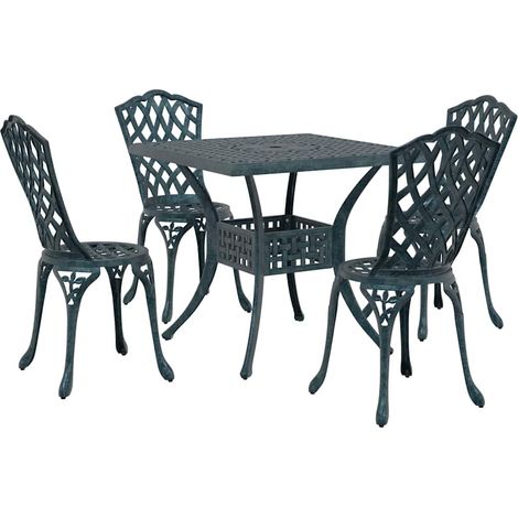 Maison Exclusive - Set di Tavolo da Giardino 5 pcs Verde Alluminio pressofuso