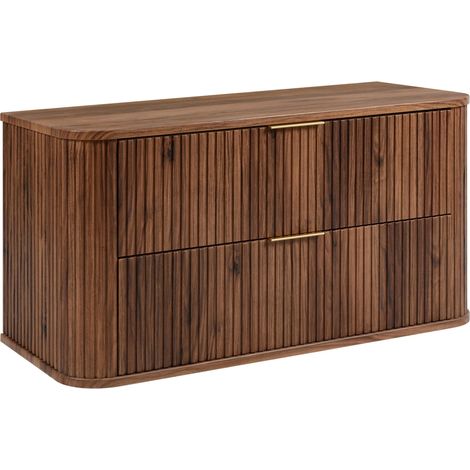 Meuble sous-vasque à suspendre GLAMOUR coloris noyer foncé 100 cm