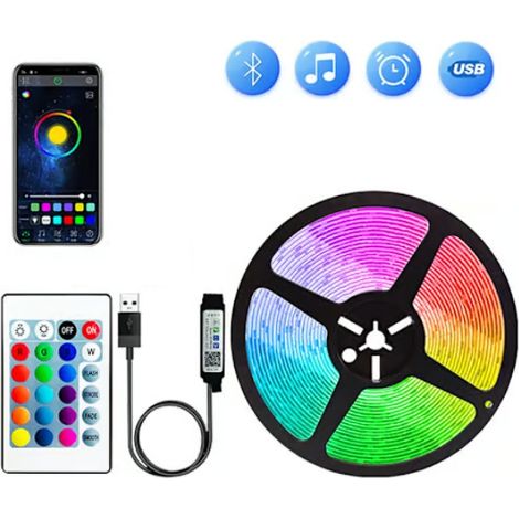 Bande LED, 15 m, RGB, télécommande, application, pour la décoration de meubles, téléviseurs, étagères et environnements intérieurs.-AquaForge (1/4)