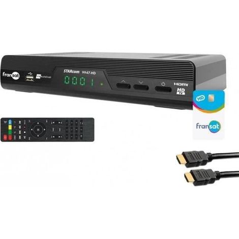 STARCOM RÉCEPTEUR TV SATELLITE HD + CARTE VIACESS FRANSAT PC6 + CABLE HDMI