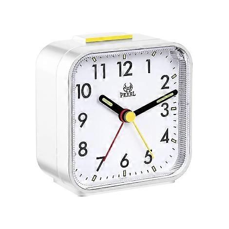 Lautloser analoger Wecker, kleiner Reisewecker ohne Ticken, geräuschloser Tischwecker mit Nachtlicht, Schlummerfunktion, batteriebetrieben, großes Display (1/5)