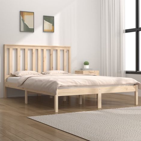 Bed Frame without Mattress Solid Wood Double vidaXL (1/5)