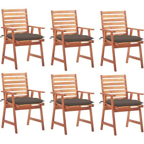 vidaXL Chaises à manger d'extérieur lot de 6 et coussins Acacia massif (1/5)