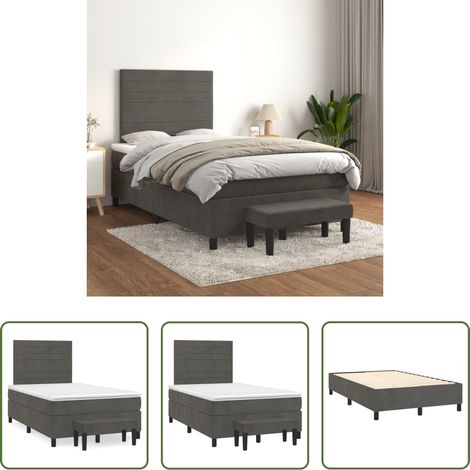 Samtbett - Boxspringbett mit Matratze Dunkelgrau 120x200 cm Samt (1/5)