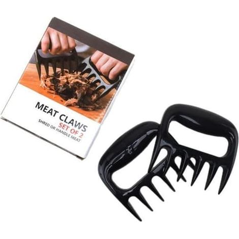 Fourchette à viande - Patte d'ours - Noire - Pour barbecue - Coupe et effiloche la viande (1/4)