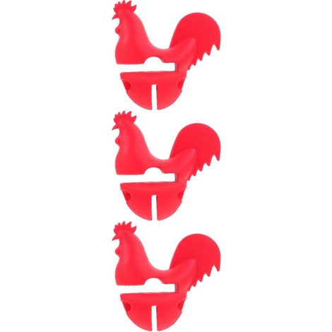 CCYKXA 3-Piece Rooster-Shaped Pot Clip, Anti-Overflow Lifter, Practical for Pots and Pans, Heat-Resistant Kitchen Utensil, Prevents Splashes at Home (1/5)