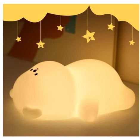 1 veilleuse ourson rechargeable USB, silicone tactile, 7 couleurs RGB, 3 niveaux luminosité, veilleuse chambre enfant