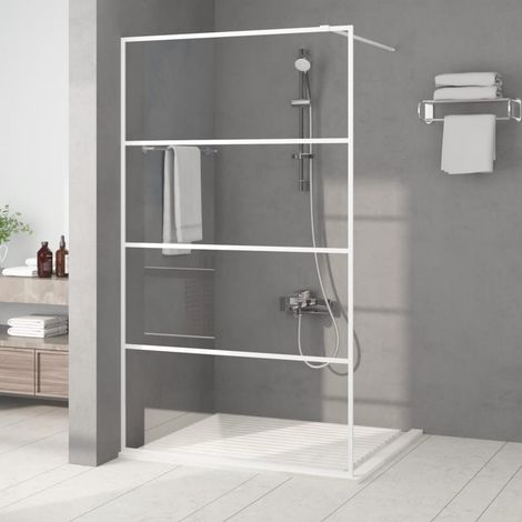 Paroi de douche pour douche à l'italienne, blanche, 115 x 195 cm, verre trempé de sécurité (1/5)