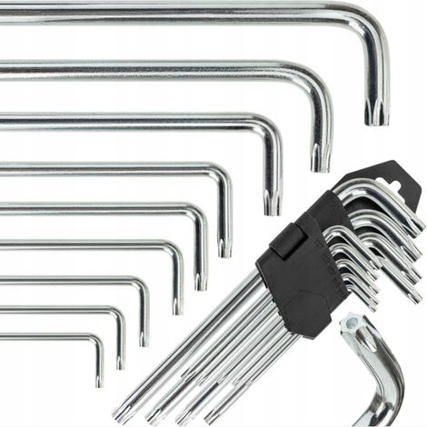 CHIAVI ESAGONALI TORX "L" CON FORO A STELLA T10-T50 SET DA 9 PEZZI