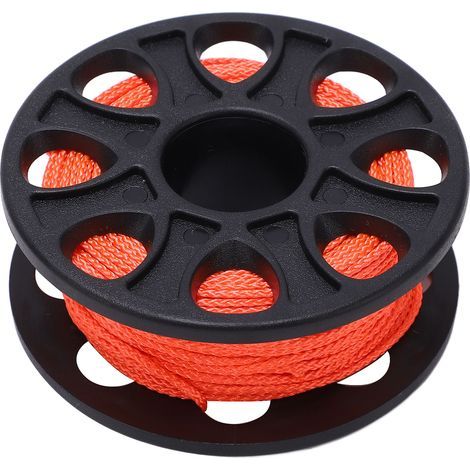 30 m Tauchrolle, Fingerspule mit doppelseitigem Karabiner, fluoreszierend orangefarbene Schnur, schwarz (1/5)
