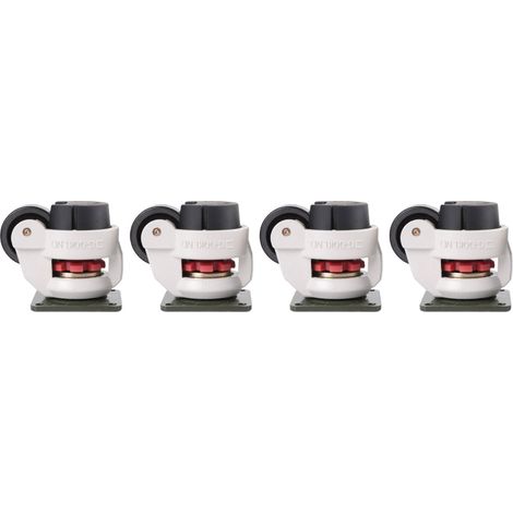 Lot de 4 roulettes pivotantes industrielles rétractables 2" pour machines lourdes, capacité 250 kg, frein de nivellement intégré. (1/5)