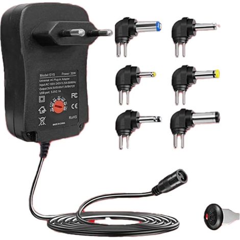 12W Adaptateur Alimentation Universelle 3V 4,5V 5V 6V 7,5V 9V et 12V, Chargeur Secteur Transformateur DC 220V pour VTech Kidimagic Starlight Kidi LightShow Party Sorio 1 2 3S 3 MobiGo Genius (1/5)