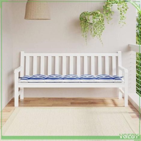 361633 Coussin de banc de jardin rayures bleues et blanches 180x50x7cm (1/5)